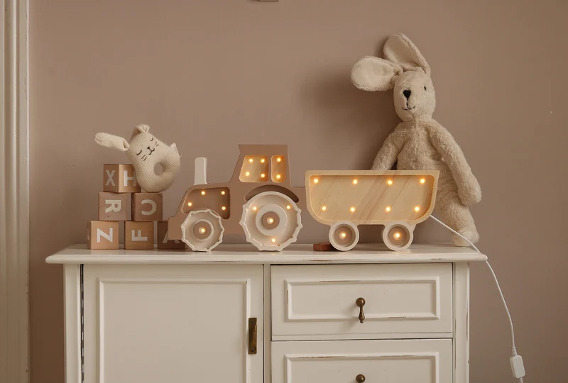 Little Lights Tractor Night Light | Coffee Cream