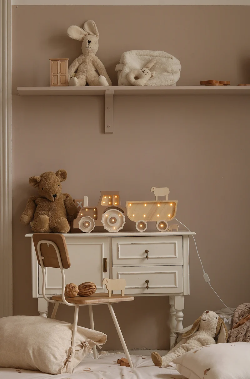 Little Lights Tractor Night Light | Coffee Cream