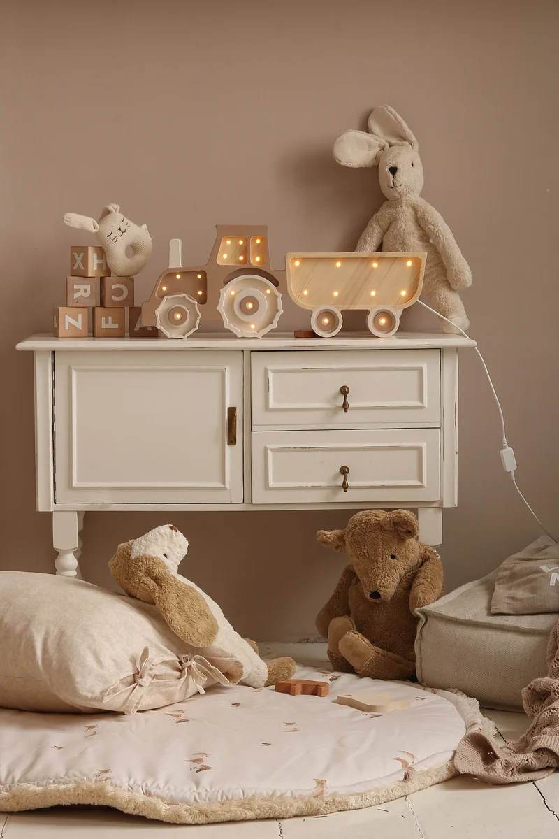 Little Lights Tractor Night Light | Coffee Cream