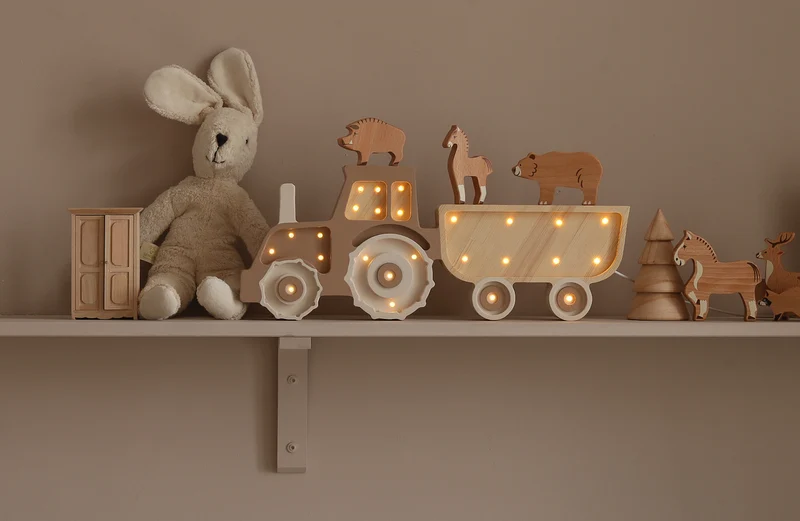 Little Lights Tractor Night Light | Coffee Cream