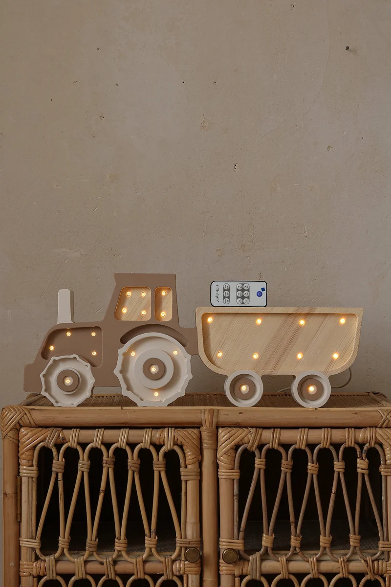 Little Lights Tractor Night Light | Coffee Cream