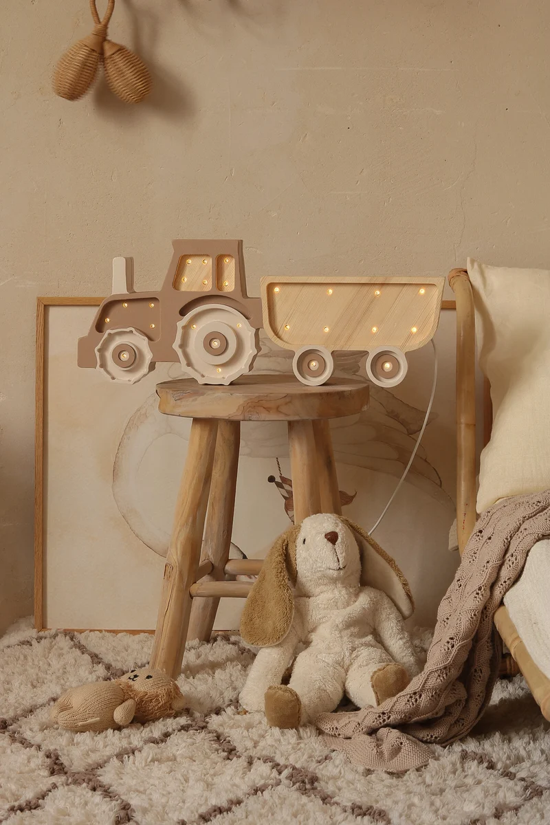 Little Lights Tractor Night Light | Coffee Cream