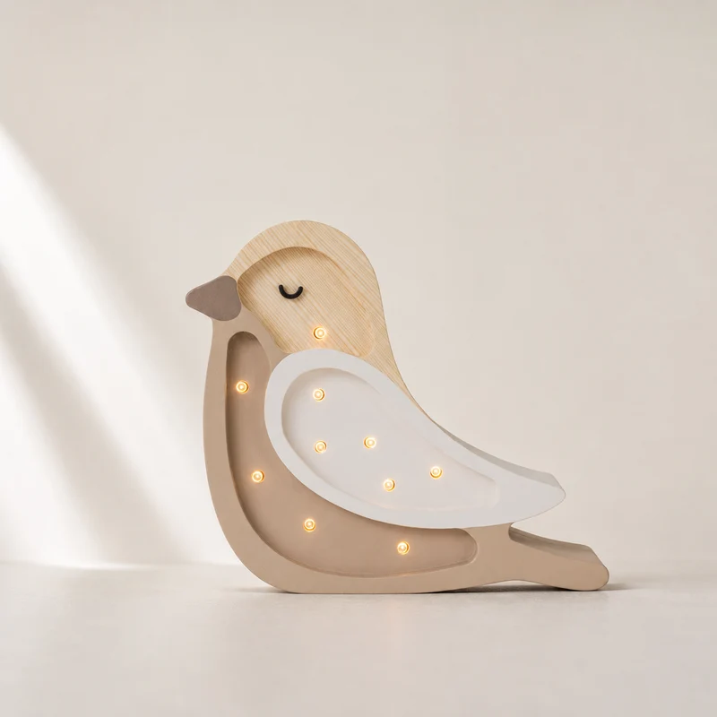 Little Lights Bird Mini Night Light | Cappuccino Wood