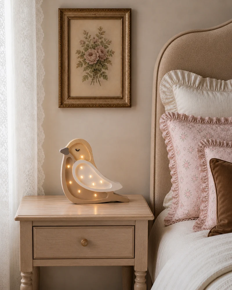 Little Lights Bird Mini Night Light | Cappuccino Wood