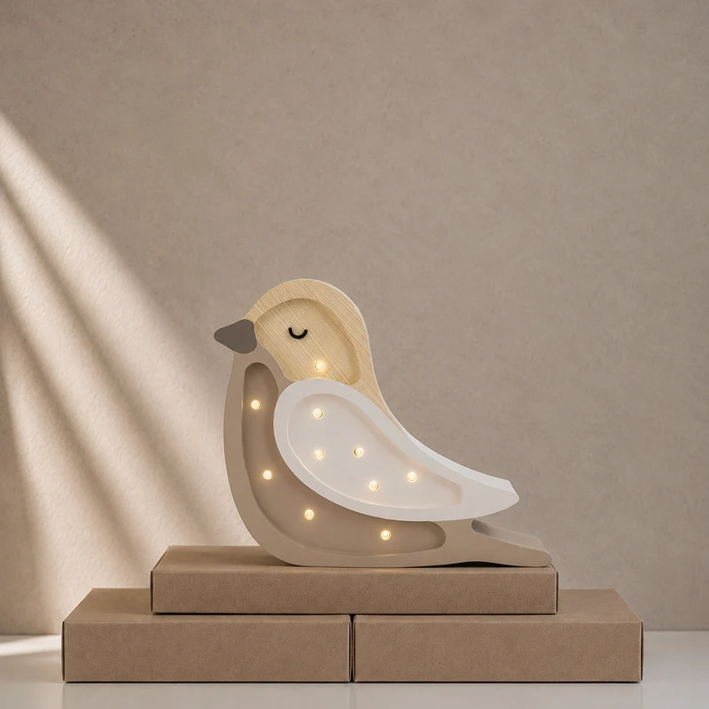 Little Lights Bird Mini Night Light | Cappuccino Wood