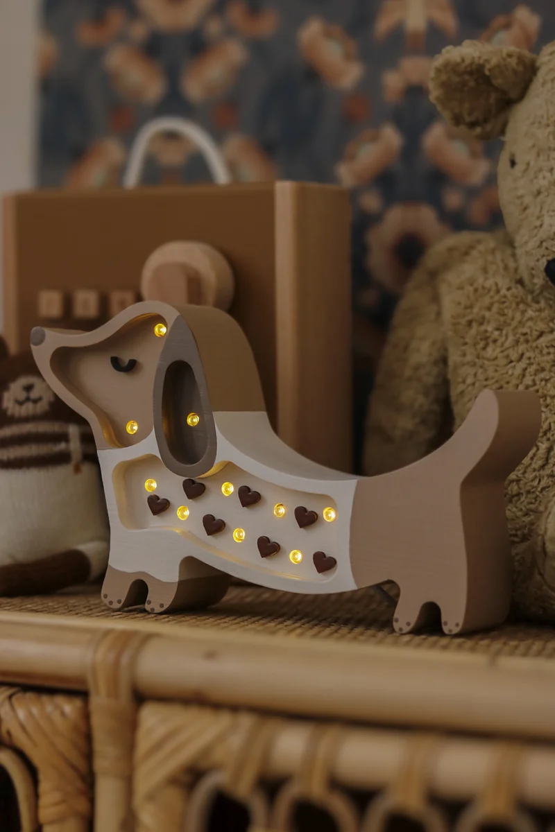Little Lights Puppy Dachshund Mini Night Light | Chocolate Heart