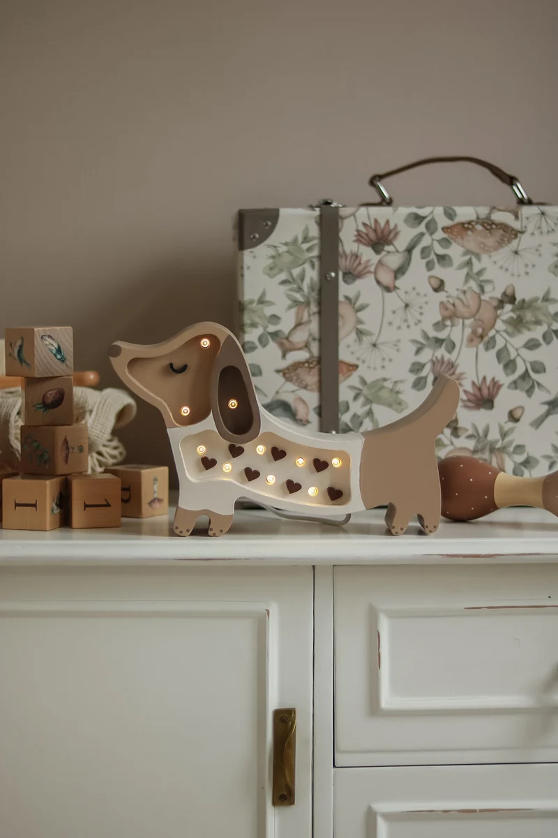Little Lights Puppy Dachshund Mini Night Light | Chocolate Heart