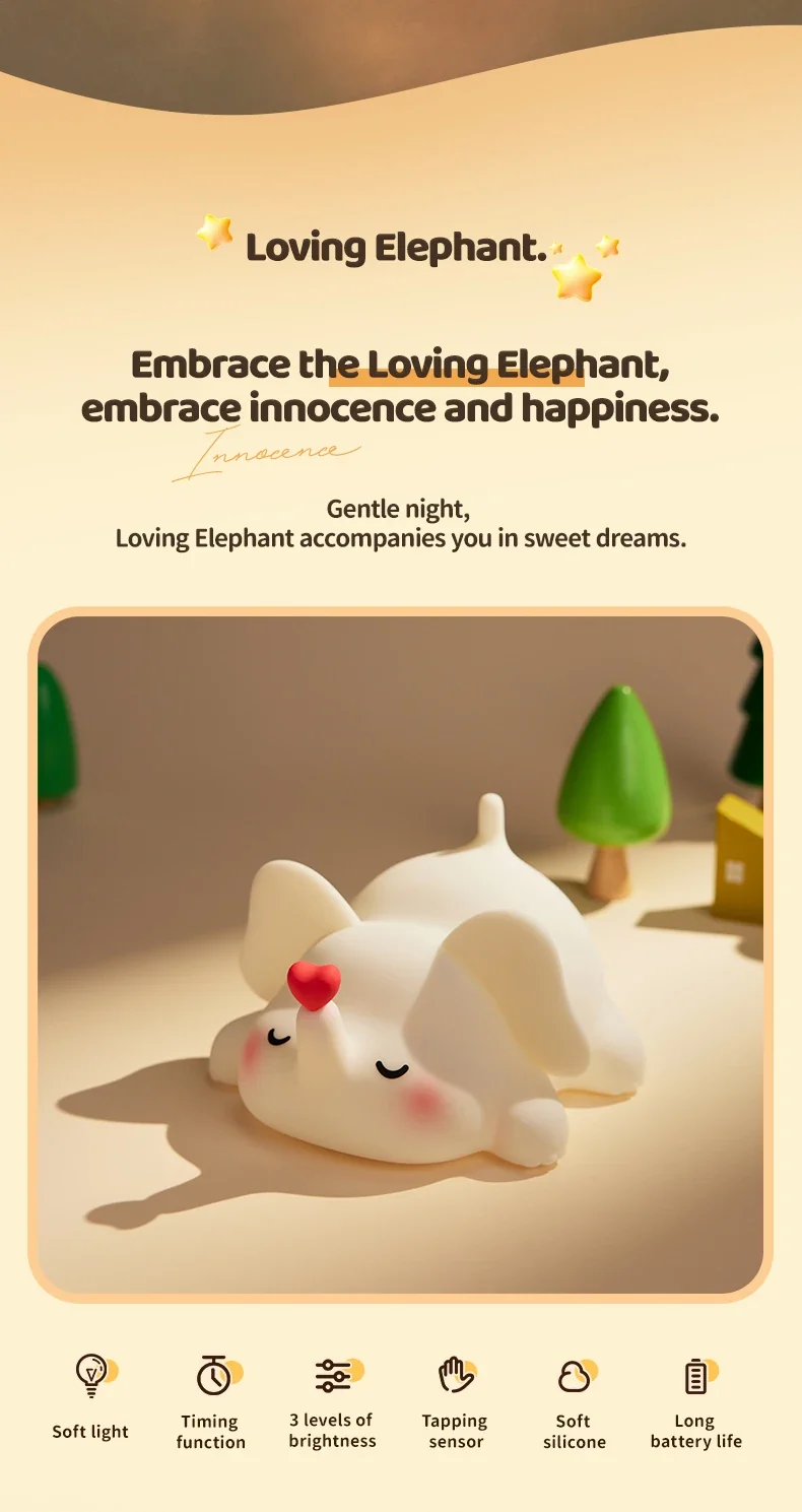 Veilleuse éléphant silicone - EleLight
