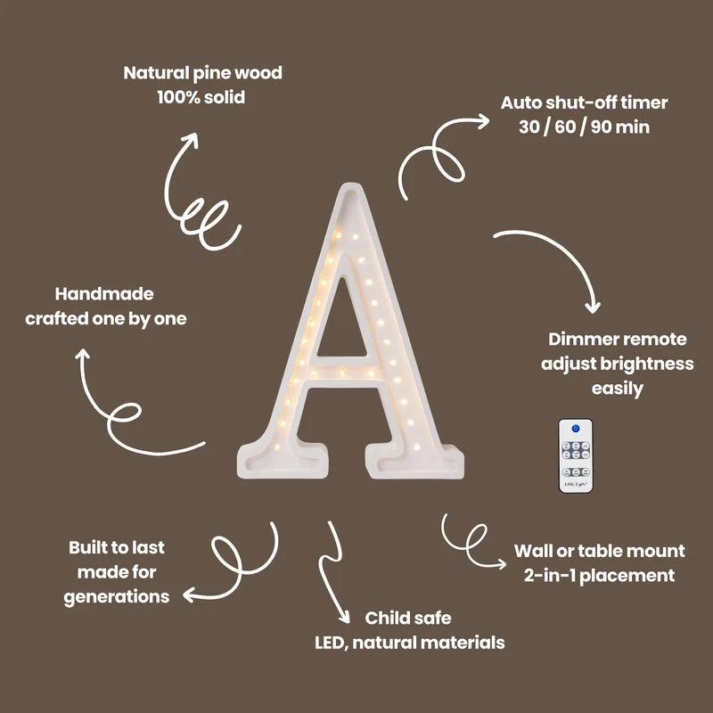 Little Lights Letter A Night Light | White