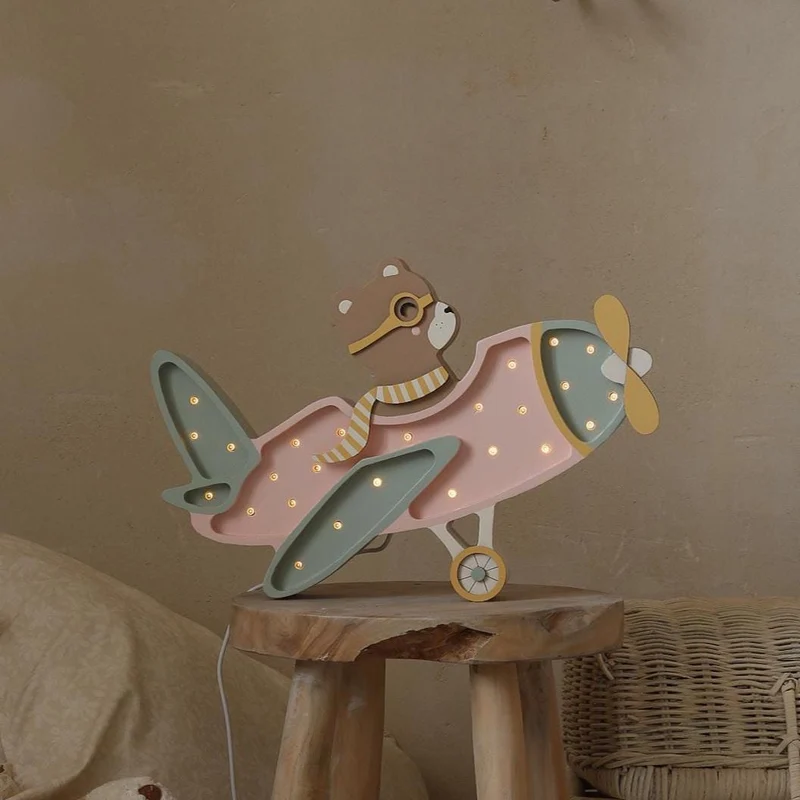 Little Lights Airplane Night Light with Teddy Pilot | Candy Sweet