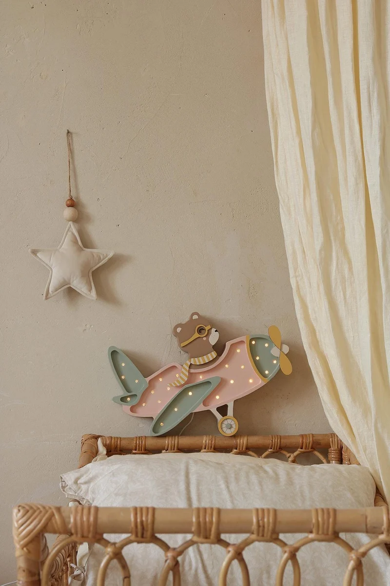Little Lights Airplane Night Light with Teddy Pilot | Candy Sweet