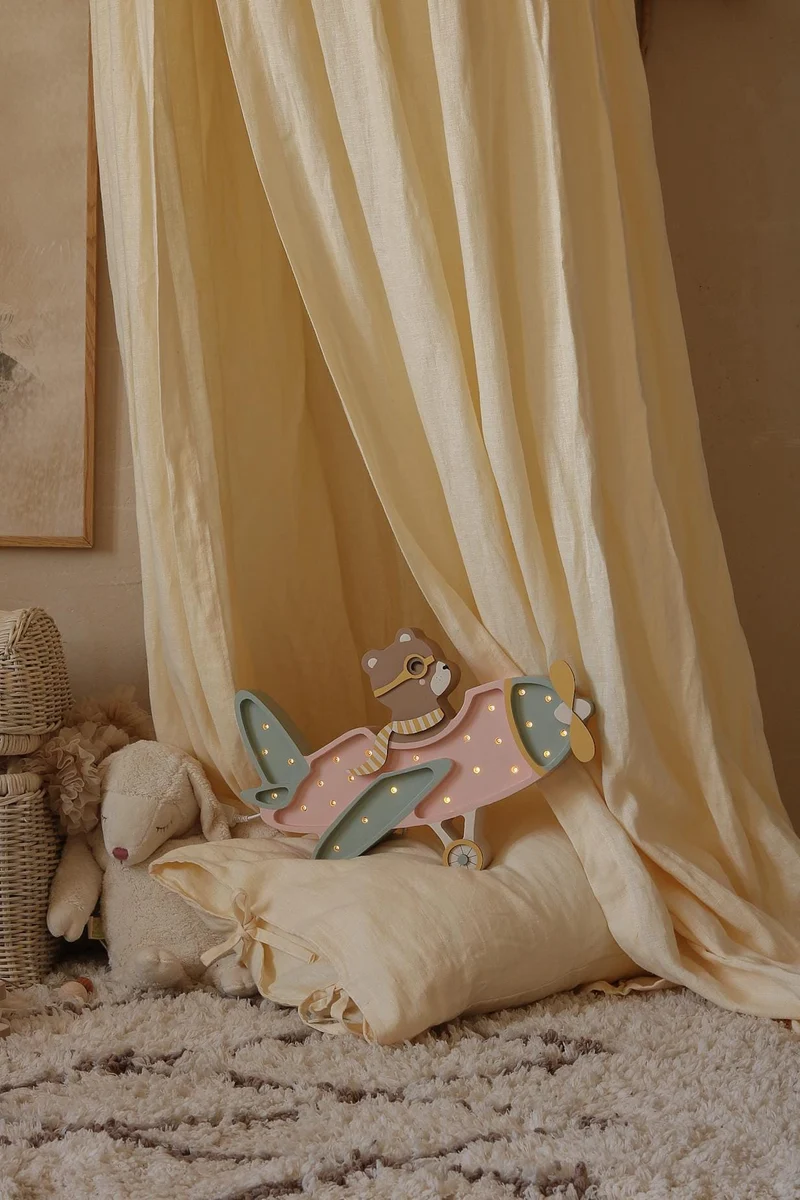 Little Lights Airplane Night Light with Teddy Pilot | Candy Sweet