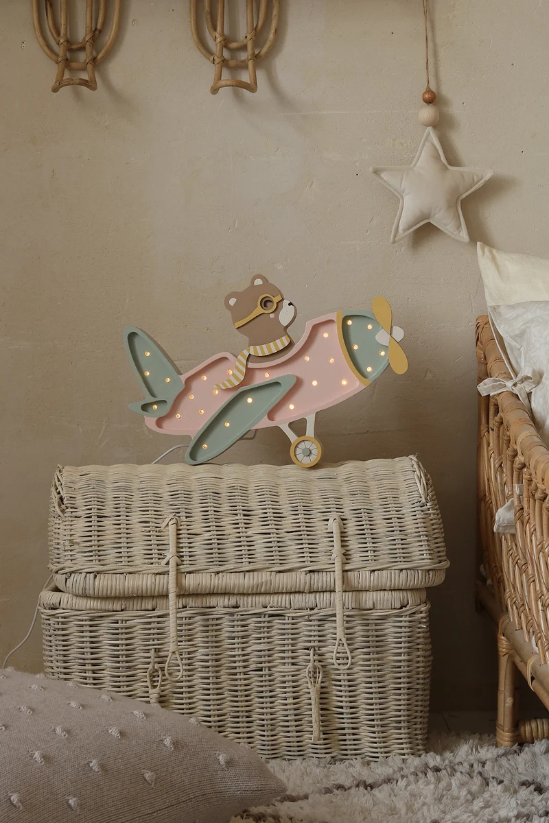 Little Lights Airplane Night Light with Teddy Pilot | Candy Sweet