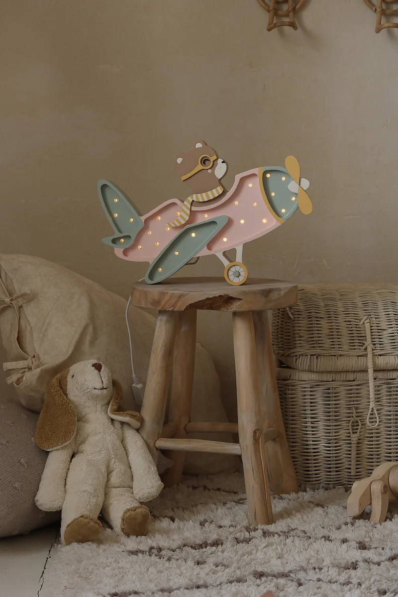 Little Lights Airplane Night Light with Teddy Pilot | Candy Sweet