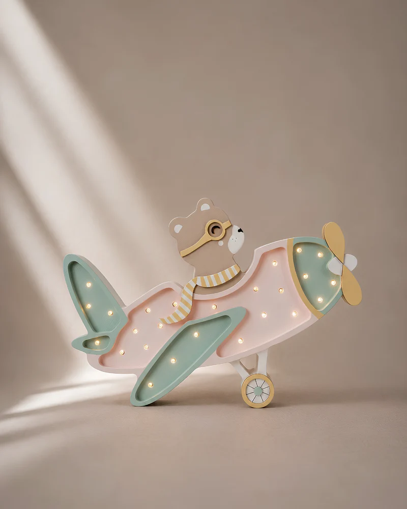 Little Lights Airplane Night Light with Teddy Pilot | Candy Sweet