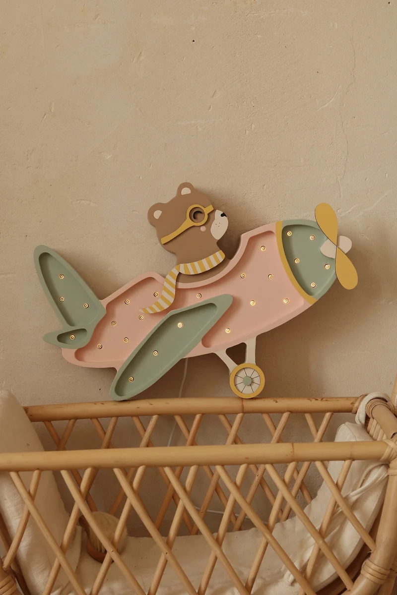 Little Lights Airplane Night Light with Teddy Pilot | Candy Sweet