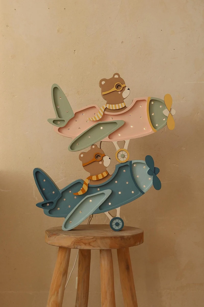 Little Lights Airplane Night Light with Teddy Pilot | Candy Sweet