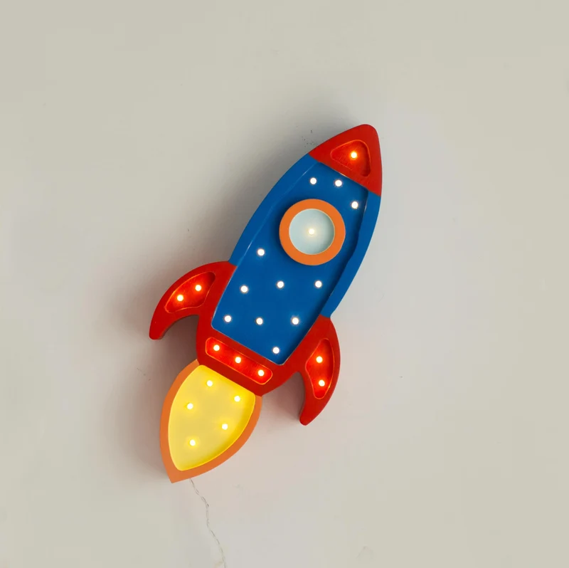 Little Lights Space Rocket Night Light | Navy Red