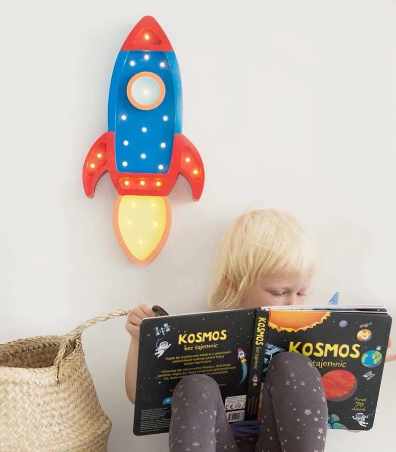 Little Lights Space Rocket Night Light | Navy Red