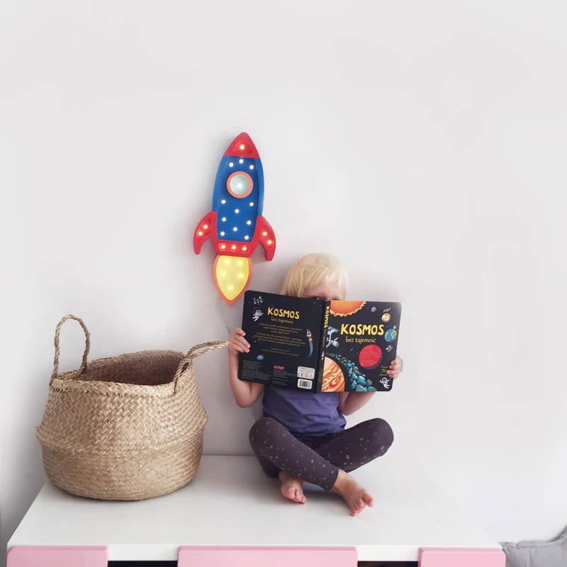 Little Lights Space Rocket Night Light | Navy Red