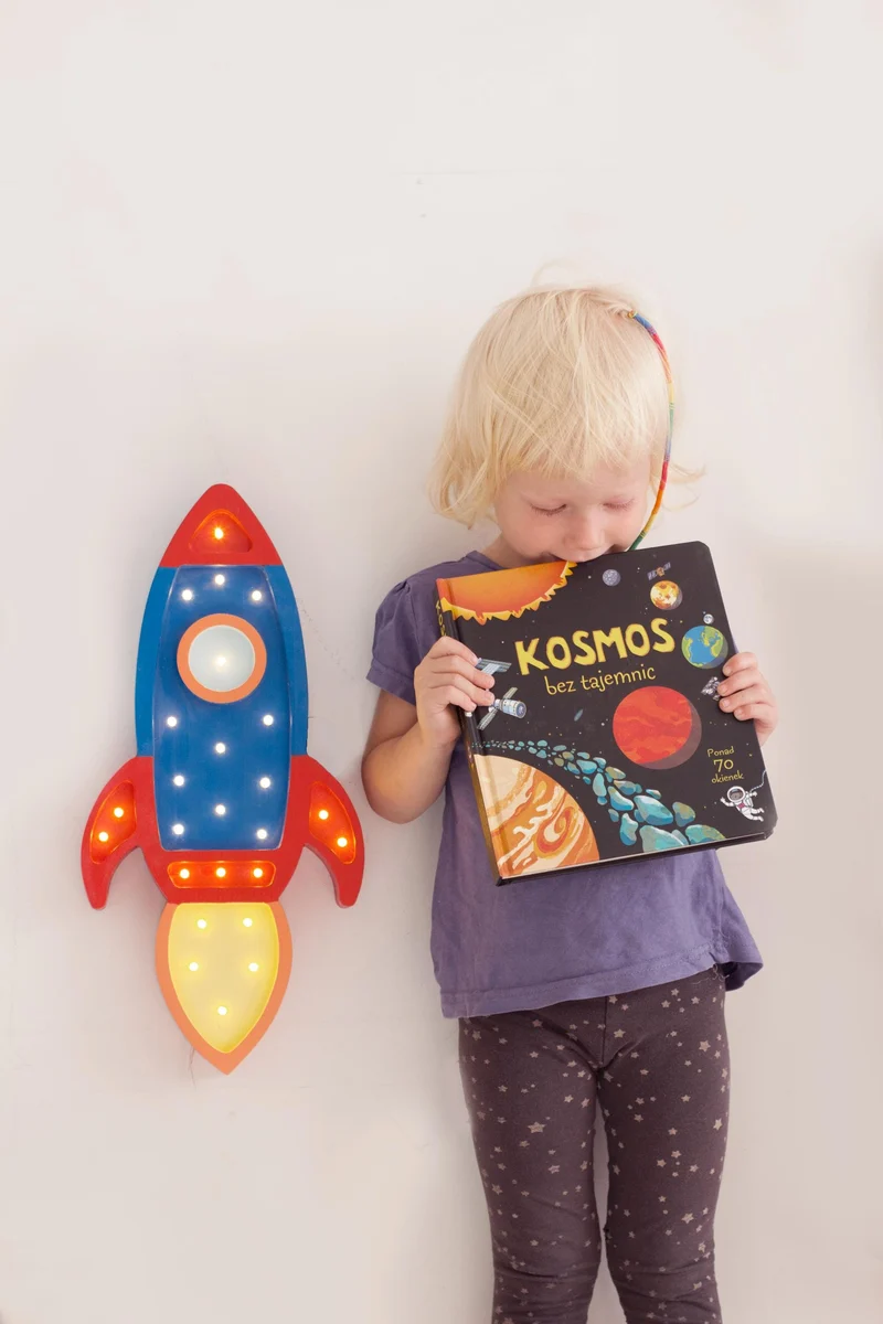 Little Lights Space Rocket Night Light | Navy Red