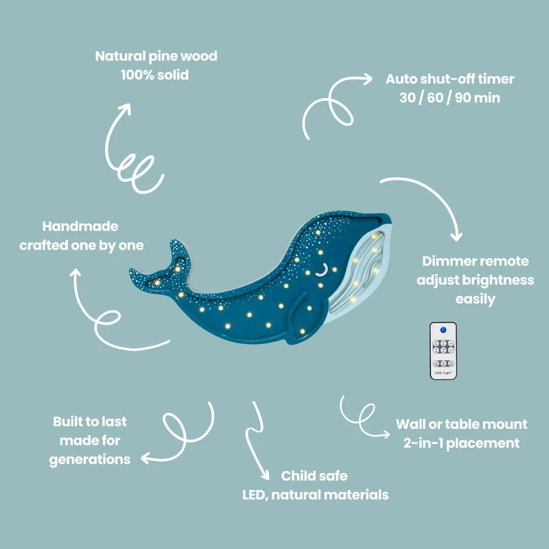 Little Lights Whale Night Light | Galaxy Teal