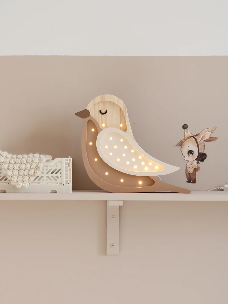 Little Lights Bird Night Light | Coffee Wood