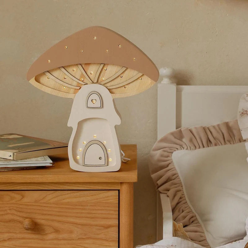 Little Lights Mushroom House Night Light | Light Brown