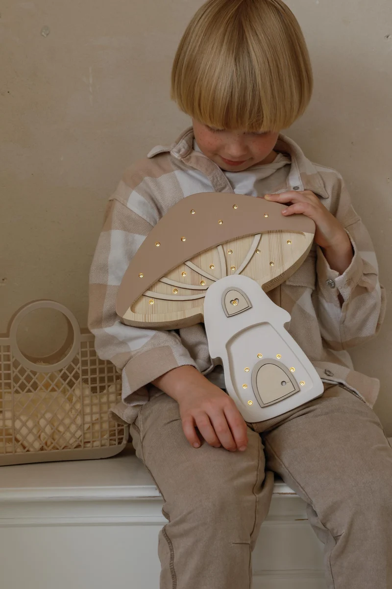 Little Lights Mushroom House Night Light | Light Brown