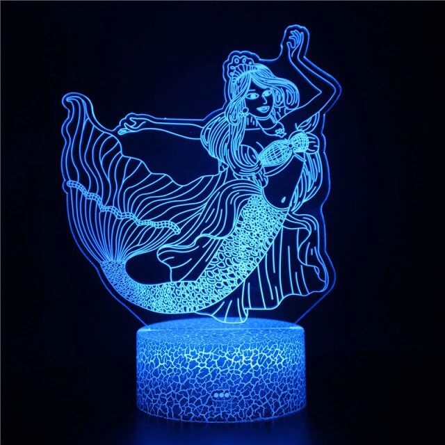 3D-Nachtlicht Die kleine Meerjungfrau, Ariel Nacht Lampe
