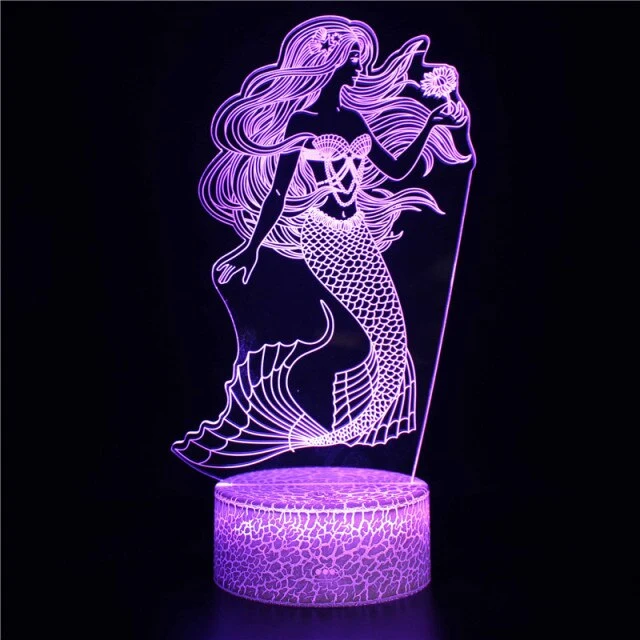 3D-Nachtlicht Die kleine Meerjungfrau, Ariel Nacht Lampe