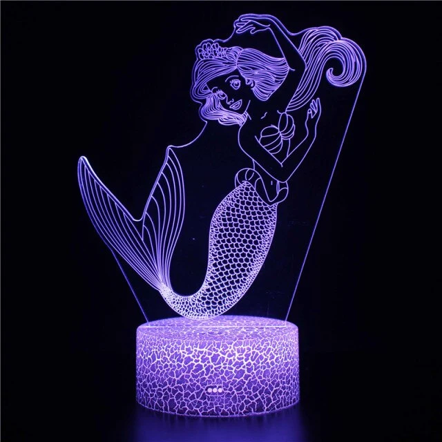 3D-Nachtlicht Die kleine Meerjungfrau, Ariel Nacht Lampe
