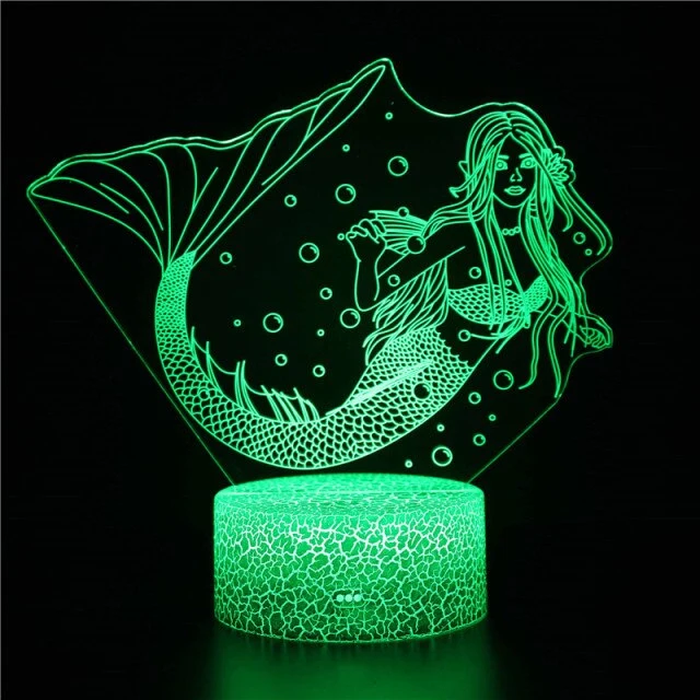 3D-Nachtlicht Die kleine Meerjungfrau, Ariel Nacht Lampe