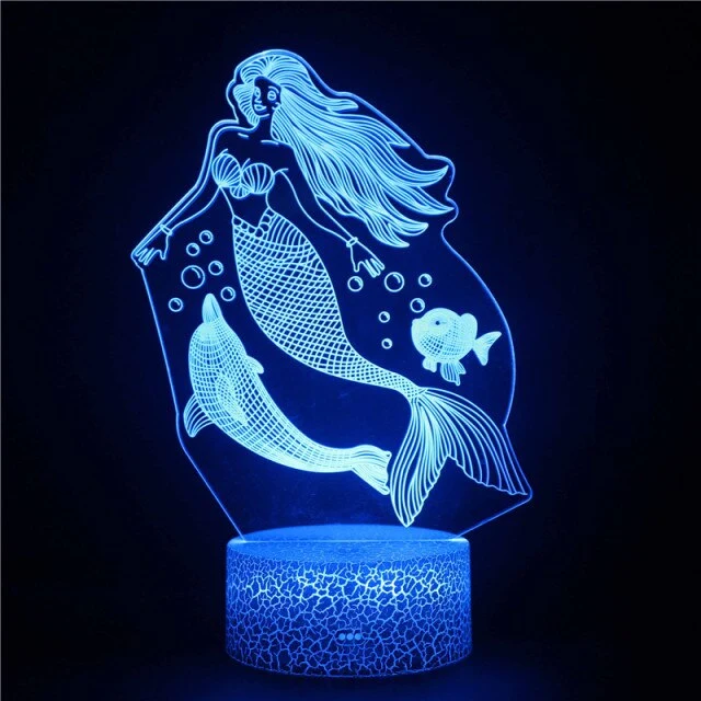 3D-Nachtlicht Die kleine Meerjungfrau, Ariel Nacht Lampe