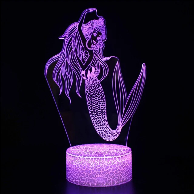 3D-Nachtlicht Die kleine Meerjungfrau, Ariel Nacht Lampe