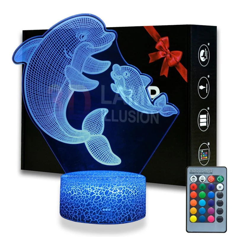 Nacht / Deko Lampe mit Delfin Motiv