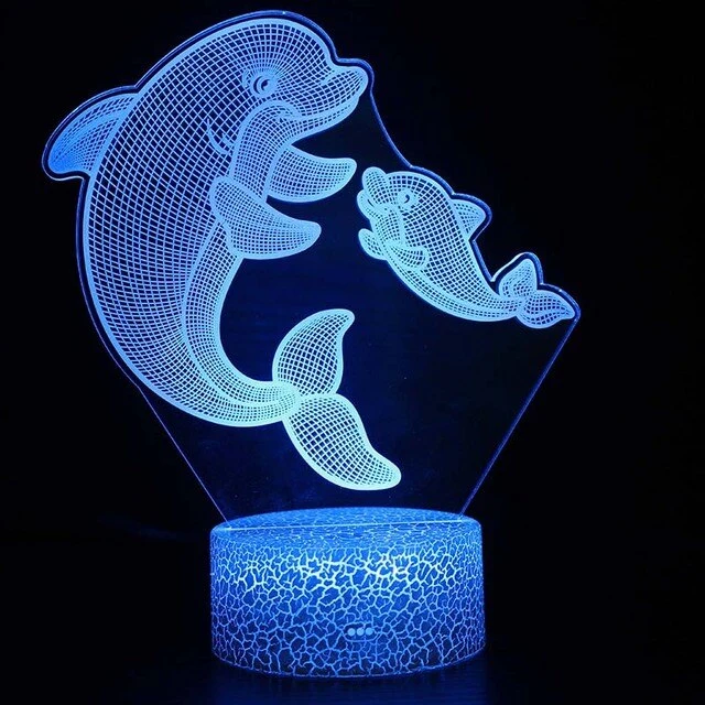 Nacht / Deko Lampe mit Delfin Motiv