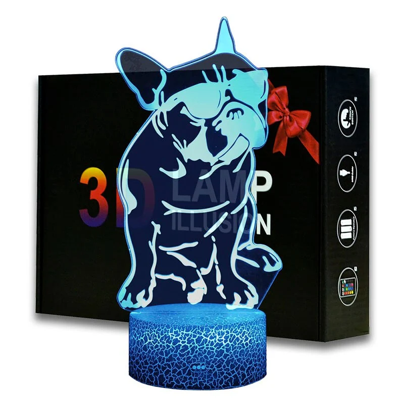 Nacht Lampe mit Bulldoggen Motiv und Farbwechsel