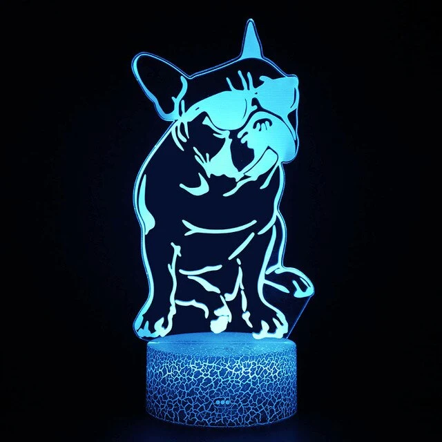 Nacht Lampe mit Bulldoggen Motiv und Farbwechsel