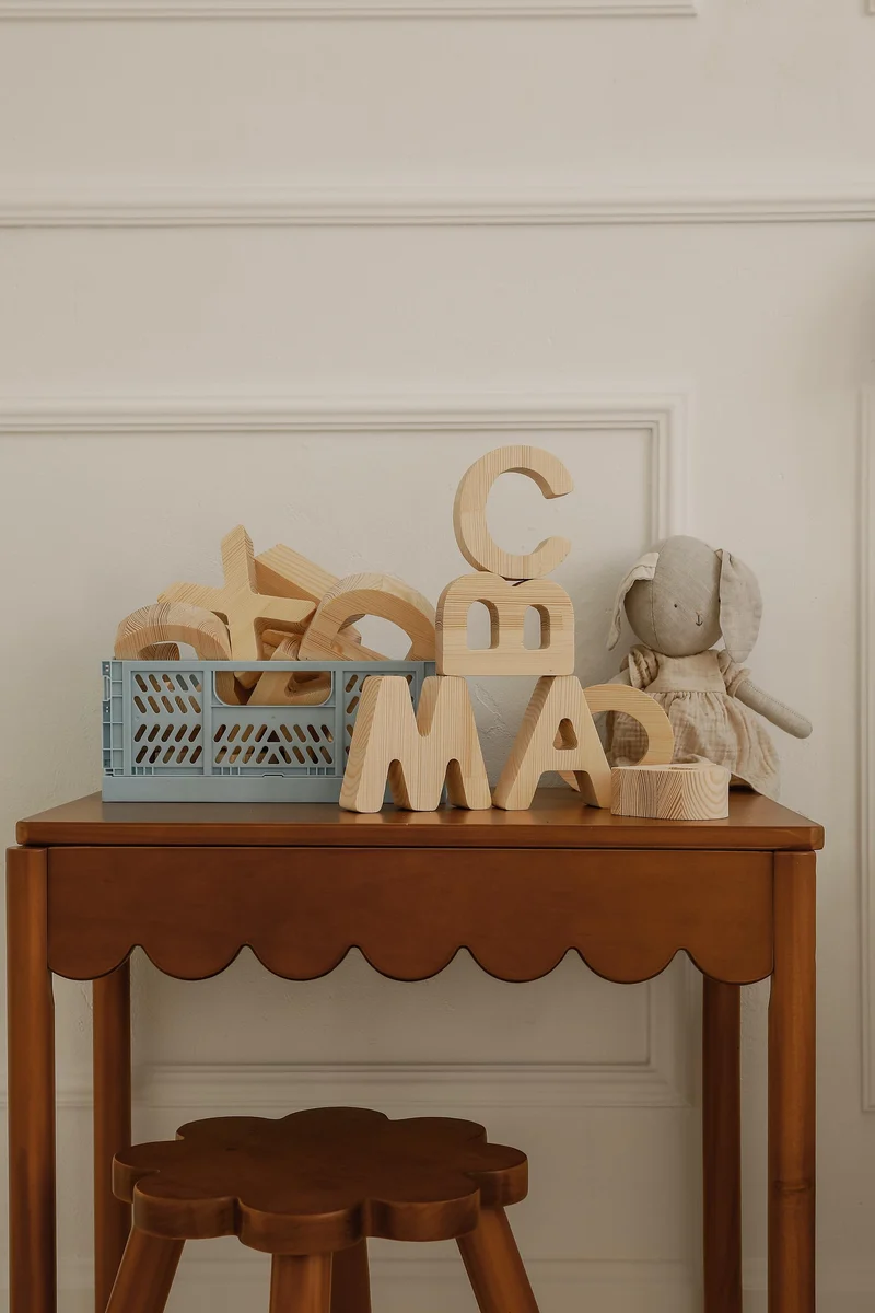 Wooden Alphabet Blocks - Educational Letters | Natural Wood