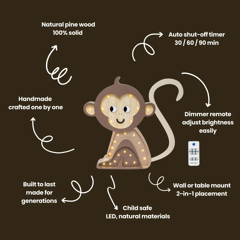 Little Lights Monkey Night Light | Jungle Brown