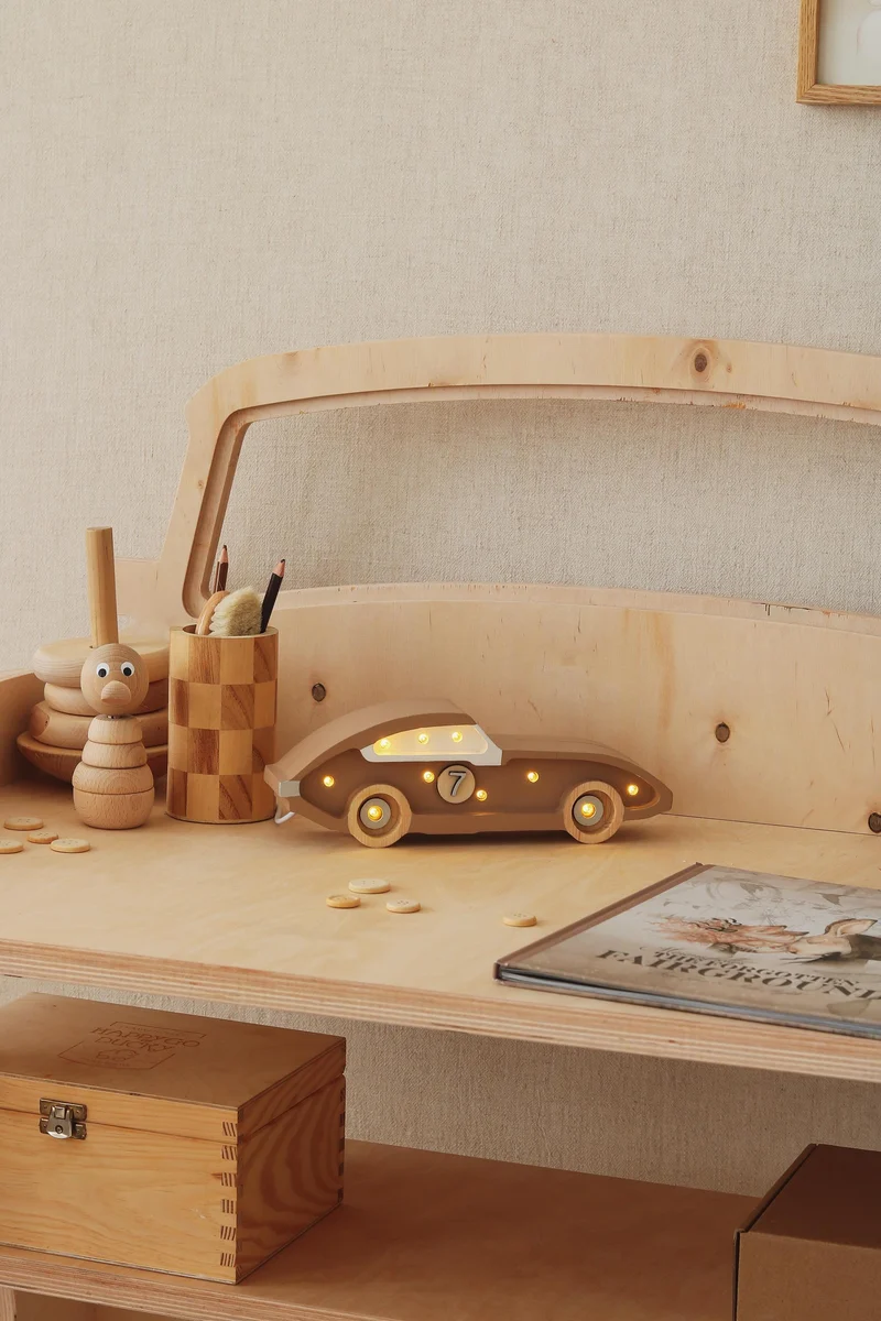 Little Lights Race Car Mini Night Light | Cappuccino