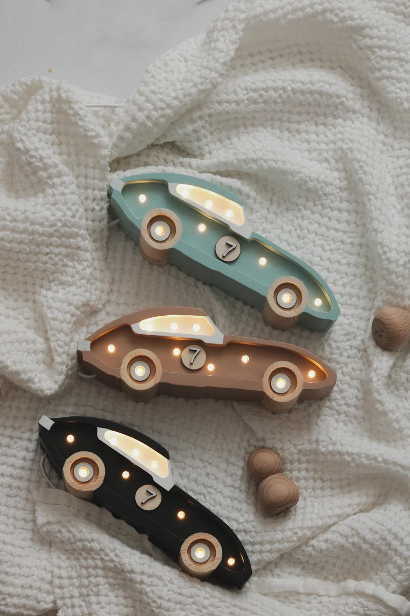 Little Lights Race Car Mini Night Light | Cappuccino