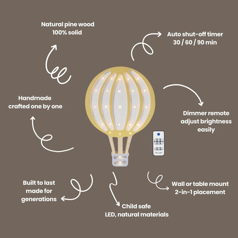 Little Lights Hot Air Balloon Night Light | Mustard