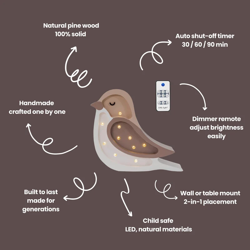 Little Lights Bird Mini Night Light | Coffee Beige