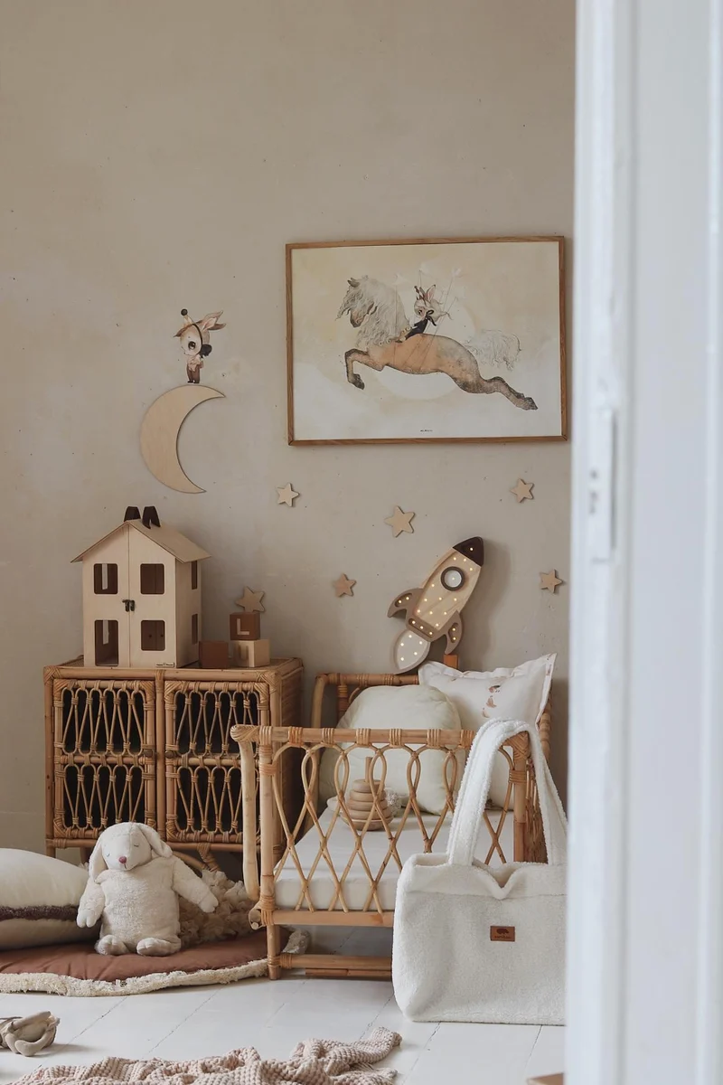 Little Lights Space Rocket Night Light | Cappuccino Wood