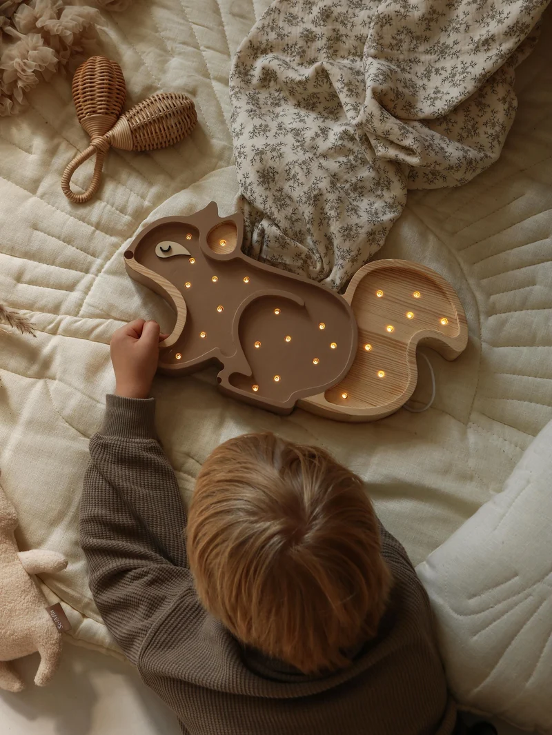 Little Lights Squirrel Night Light | Cappuccino Wood