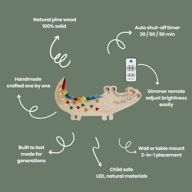Little Lights Crocodile Night Light | Caribbean Wood