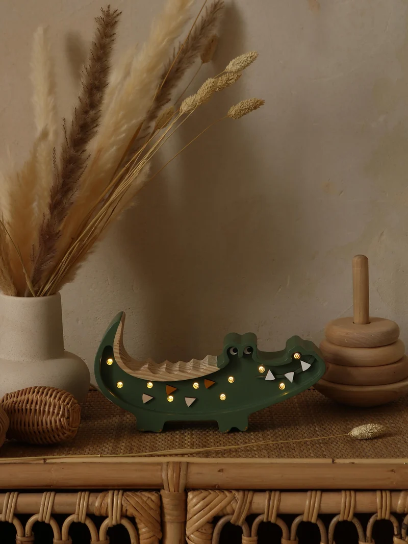Little Lights Crocodile Mini Night Light | Military Green