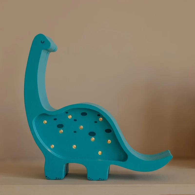 Little Lights Dino Diplodocus Mini Night Light | Bright Cyan